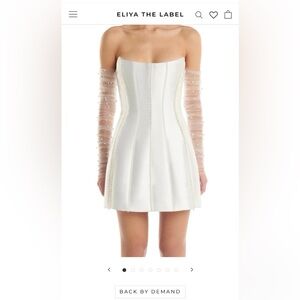 Eliya The Label Strapless White Dress with Sheer Sleeves